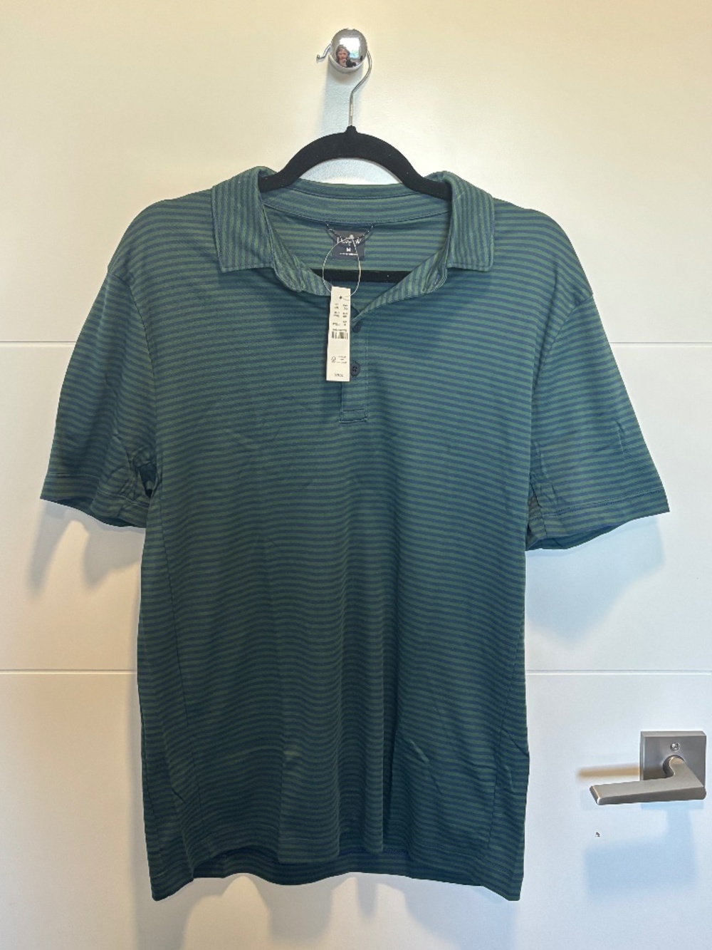 J.Crew Green Navy Striped Coolmax Polo Shirt NWT Size M